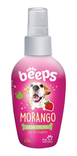 Pet Society Colônia Para Pets Body Splash Morango 60ml Beeps