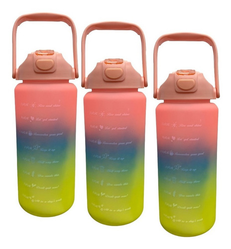 X3 Botella Deportiva Termo Agua 2 Lt Botellas Motivacionales