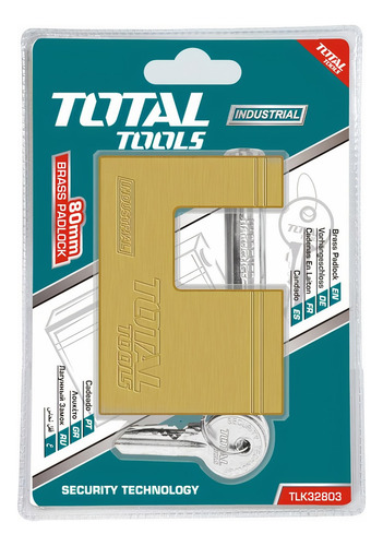 Candado Total Bronce 80mm, Perno, Antipalanca - Con 3 Llaves
