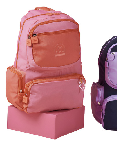 Mochila Fw Escolar Fun World 17'' Colorblock 201272 Color Naranja