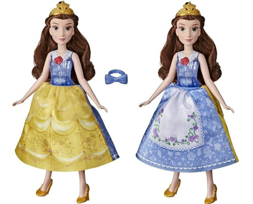 Muñeca Princesa Disney Bella Vestido Mágico Luz Y Sonido 