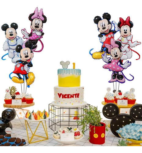 6 Pcs Minnie Mickey Party Globos, Suministros Para La Fiesta