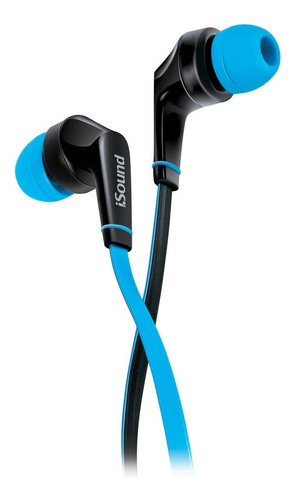 Audífonos Con Micrófono De Cable Plano Azul Em-60 Isound