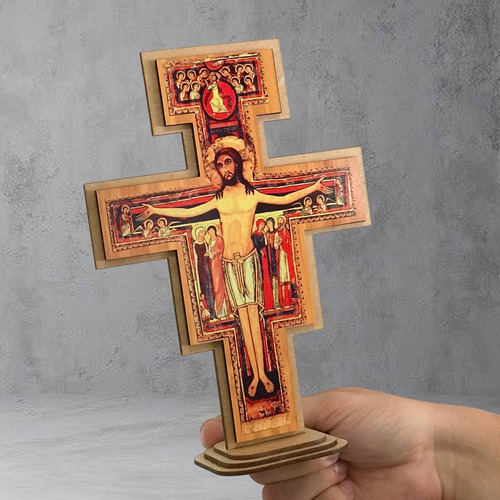 Crucifixo Cruz São Damião São Francisco De Mesa 20 Cm