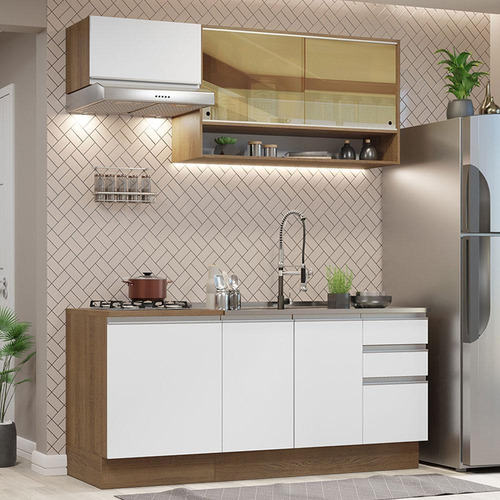 Mueble de Cocina Integral Madesa Glamy 180cm Marrón Blanco 08