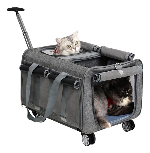 Transportador De Gatos Con Ruedas Para 2 Gatos Doble Compart