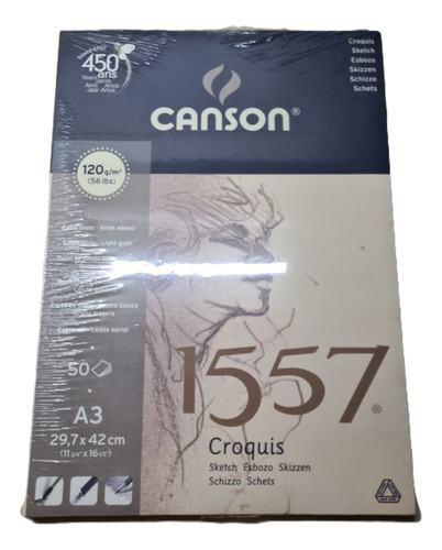 Block Canson 1557 Croquis A3 120 Gr. X 50 Hojas