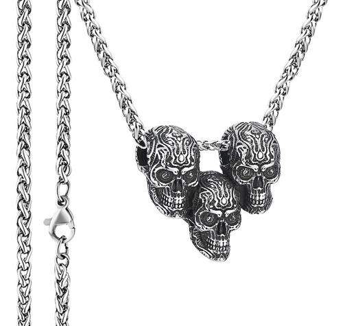 Collar Acero Inoxidable Cráneo Calaveras Skull Gótico Hombre