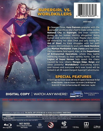 Supergirl Season 3 / Blu-ray / Serie Tv Original Importada