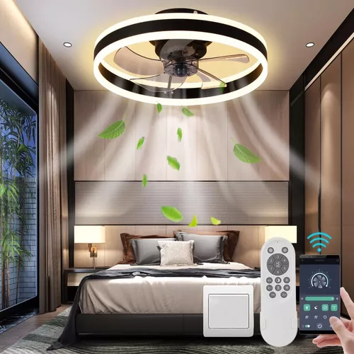 15 Lampara Ventilador De Techo Con Luz LED y Control Remoto Moderno Para  Cuarto