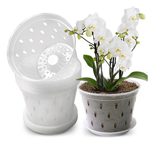 Qmx Macetas Para Orquídeas Con Con Platillo De 5 Pulgadas