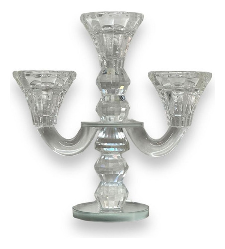 Castiçal Triplo Elegante De Vidro 17cm - Vencedor