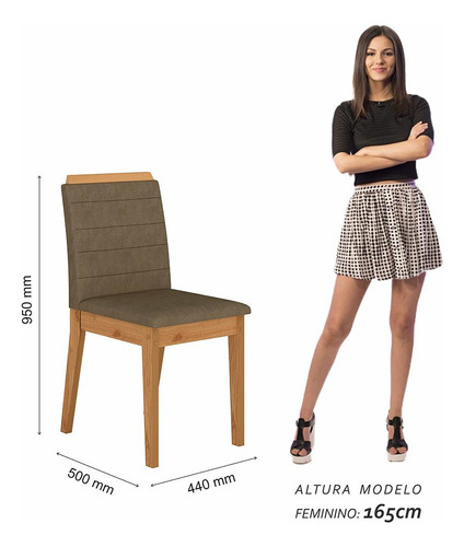 Mesa Com 6 Cadeiras 1,60 Nápoles Cinam/off Wh/capuc - Ma Cor Cinamomo/off White/capucci. 02 Desenho do tecido das cadeiras Liso