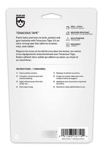 Imagen 2 de 7 de Parches De Reparación Gear Aid (pack X 4 Transparente/negro)