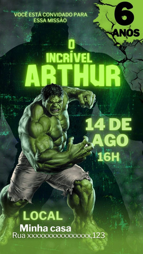 Convite Hulk Digital