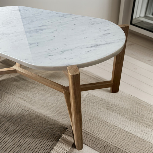Mesa Ratona Ovalada / Carrara + Petiribi Blanco