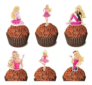 120 Tags Toppers Decoraçao Doces Docinhos Cupcake Barbie