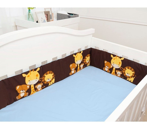 Set De Edredón Cama, Cuna Y Corral, 6 Pzas. Varios Diseños. Blue Safari