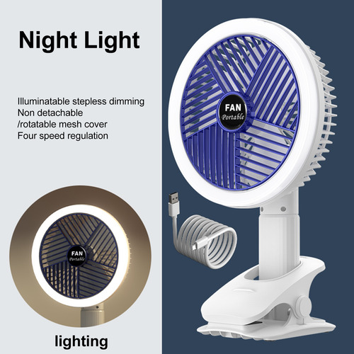 Ventilador Eléctrico Portátil 4 En 1 Con Luz Y Carga Tipo C