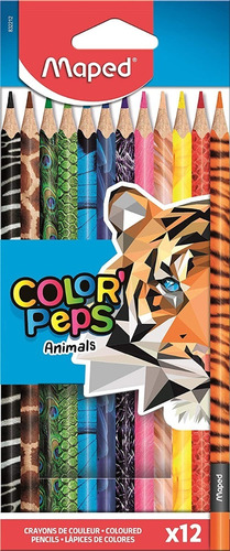Lapices De Colores X12 Maped Estuche Animales Colorpeps Full