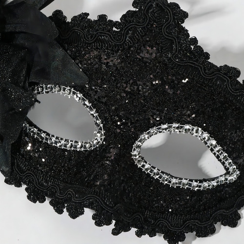 24 Pz Antifaz Negro Encaje Y Flor Carnaval Fiesta Disfraz