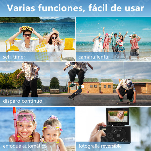 Cámara Digital Bedee 4k 64mp Cámara Vlog Con Tarjeta +32gb 2 Pilas Color Negro