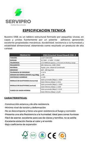 Imagen 7 de 8 de Plancha Osb 11 Mm De 1220 X 2440 Mm, Excelente Calidad