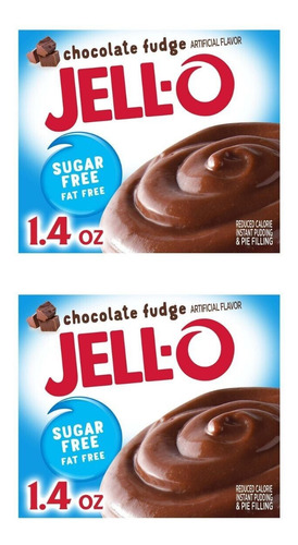 2 Pudding Jello Chocolate Fudge Jell-o Pudin Sin Azúcar
