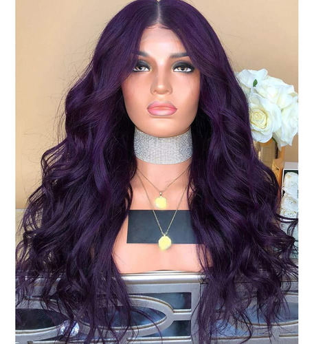Peruca De Festa B 70 Cm Cabelo Roxo Natural 1