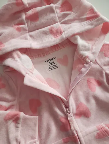 Enterito Astronauta Micropolar Carters Rosa Corazones 12m Rosa 12 Meses