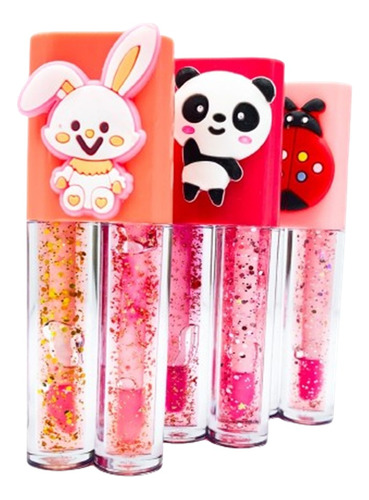 Kit 3 Par Duplo Lip Tint Gloss Glitter Hidratante Brilhoso 