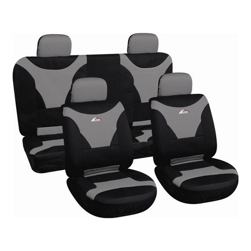 Juego De Fundas Cubre Asiento Color Negro Y Gris