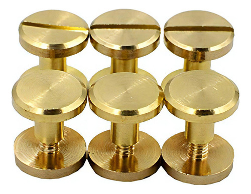 Dgol 50 Pares De Tornillos Traseros De Latón De Cuero Dorado, Remaches De Encuadernación Resistentes, Tornillos Traseros De Longitud De 0.47 Pulgadas