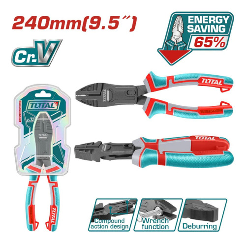 Alicate Combinado Acc Compuesta 240mm(9.5puLG) Cr.v Mej:65%