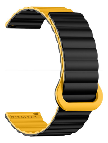 Malla Kieslect Magnetic Strap Para Smartwatch 22mm Ancho De La Malla 2.2 Cm Color Negro Con Amarillo