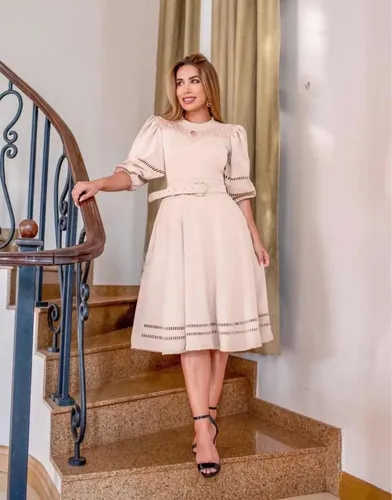 Vestido midi gode rodado sales