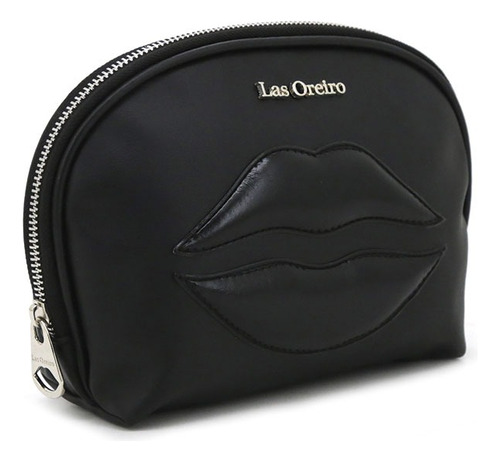 Porta Cosmeticos Las Oreiro Pu Monedero Interior Forrado Color Negro Diseño De La Tela Liso