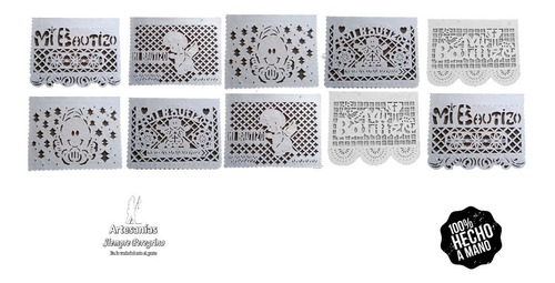 Decoración Enramada Bautizo Niño 50 Tiras Papel Picado Perso