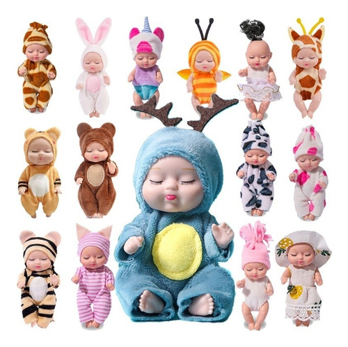 Kit Com 6 Mini Bonecas Pijama Bebe Reborn Infantil Presentes