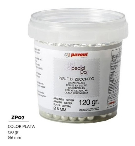 Zp07 Perlas De Azúcar  Plata  Diam. 6 Mm 120 Gr