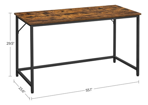 Escritorio Para Computadora Industrial Marrón 60 X 140 X 75