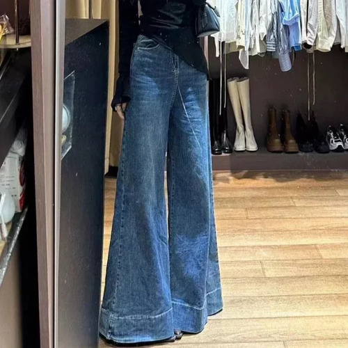 Pantalones Vaqueros Anchos De Mezclilla Rosa De Cintura Alta