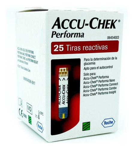 Tira reactiva Accu-chek Performa, 25 unidades, color gris/negro