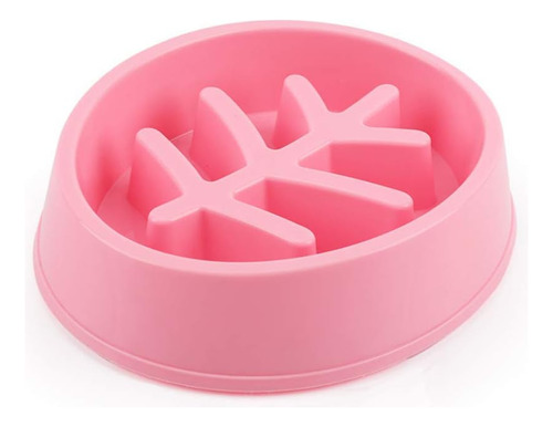 Plato Comedero Perro Gato Lento Regula Ansiedad Rosa Grande Rosa