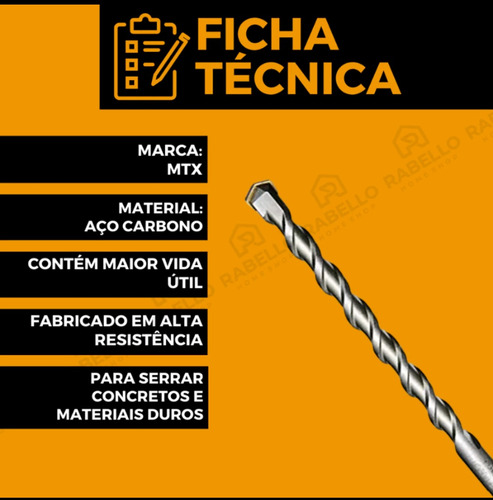 Broca Engate Rápido Sds Plus Martelete Concreto 6 X 160mm
