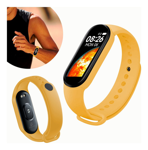 Smartwatch Monitor Frecuencia Cardíaca Notificación Mensajes Color de la correa Amarillo