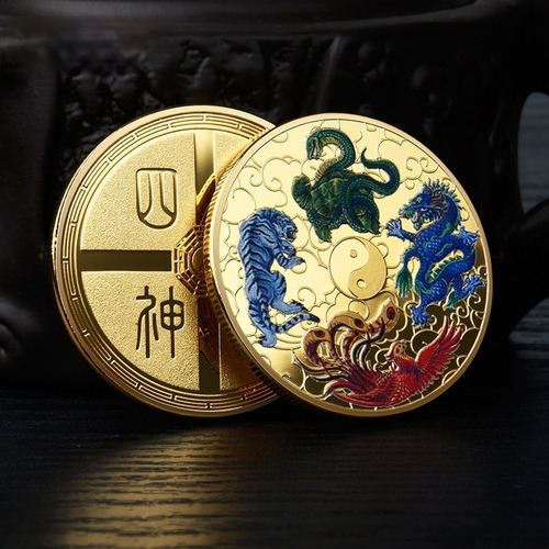 Moneda 5 Animales Celestiales Protectores - 45mm. + Capsula