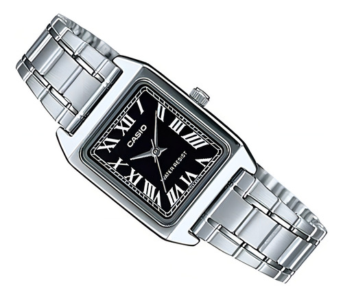 Reloj Casio Mujer Ltp-v007 Acero Análogo 100% Original Color De La Correa Plateado Color Del Bisel Plateado Color Del Fondo Negro