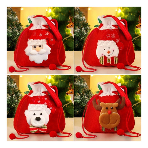 2025 Lote 16 Bolsa Regalo Caramelo Manzana Navidad Mayoreo