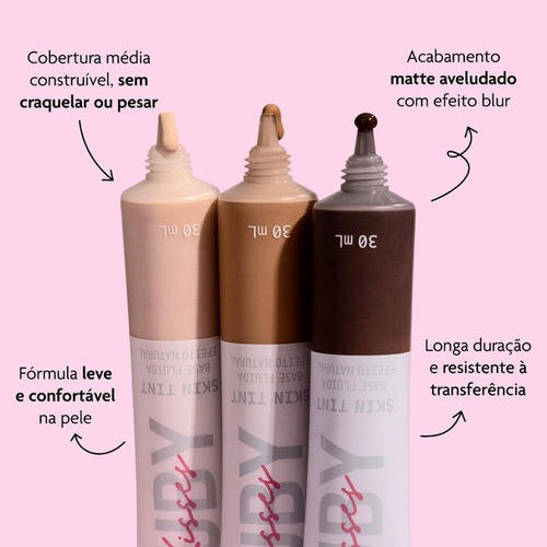 Skin Tint Base Líquida Fluída Matte Da Ruby Kisses Rk